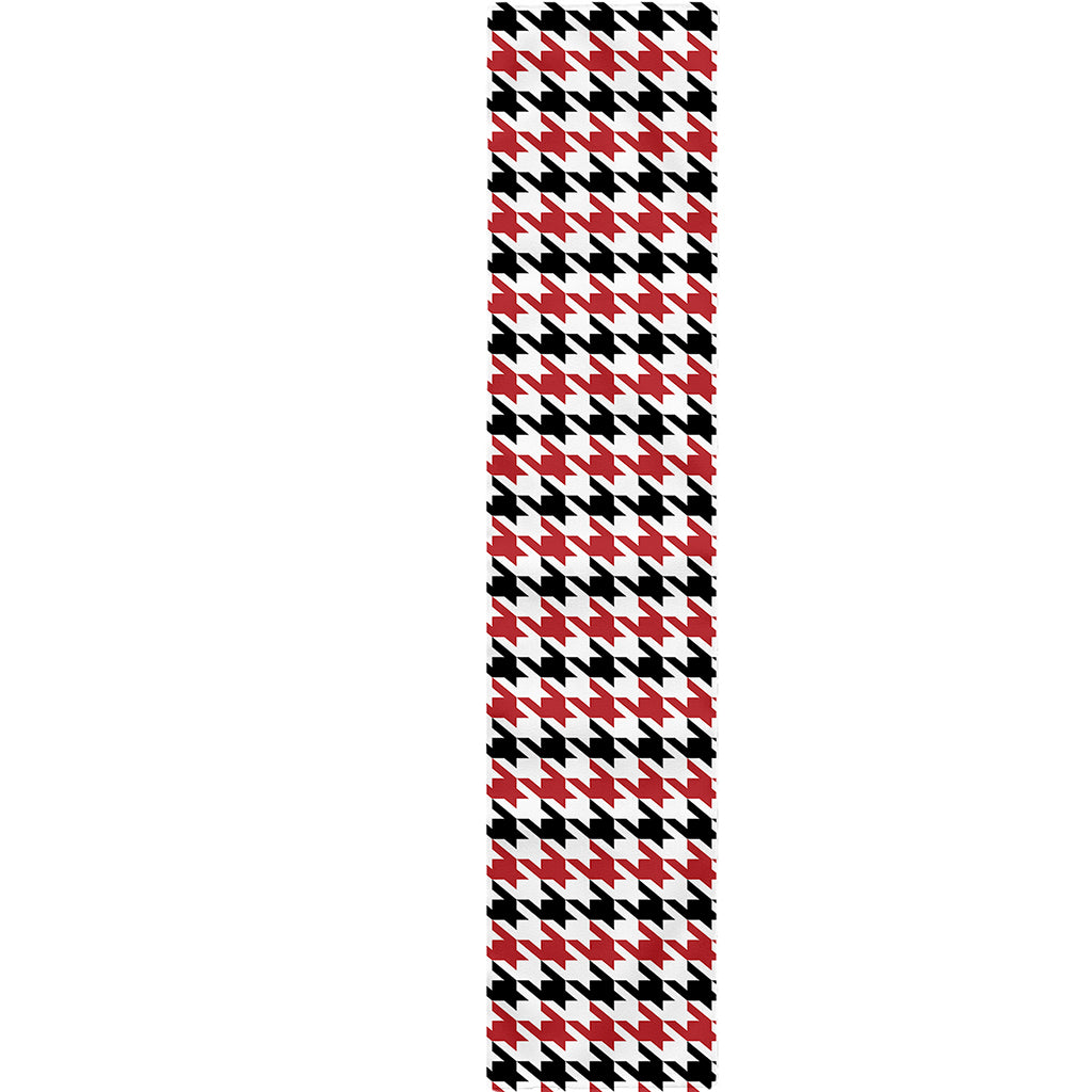 Red Black And White Houndstooth Print Table Runner