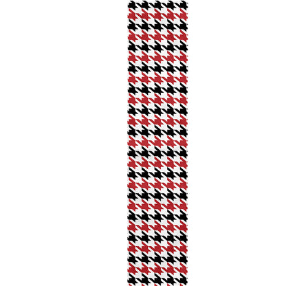 Red Black And White Houndstooth Print Table Runner