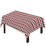Red Black And White Houndstooth Print Tablecloth