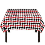 Red Black And White Houndstooth Print Tablecloth