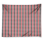 Red Black And White Houndstooth Print Tapestry