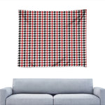Red Black And White Houndstooth Print Tapestry