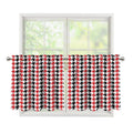 Red Black And White Houndstooth Print Tier Curtains