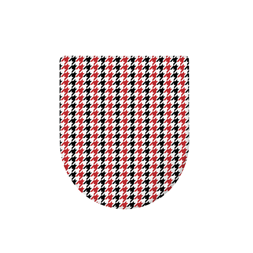 Red Black And White Houndstooth Print Toilet Lid Cover