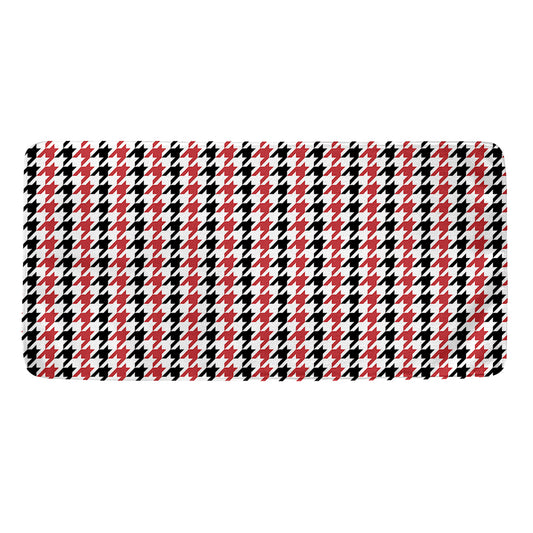 Red Black And White Houndstooth Print Towel