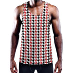 Red Black And White Houndstooth Print Training Tank Top