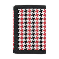 Red Black And White Houndstooth Print Trifold Wallet