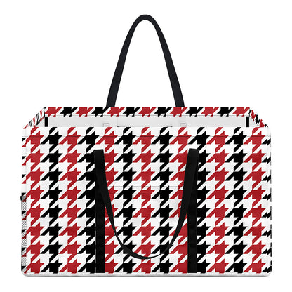 Red Black And White Houndstooth Print Utility Tote Bag