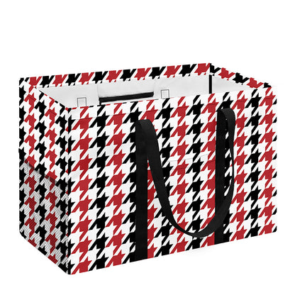 Red Black And White Houndstooth Print Utility Tote Bag