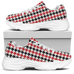 Red Black And White Houndstooth Print White Chunky Shoes