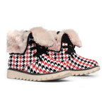 Red Black And White Houndstooth Print Winter Boots