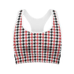 Red Black And White Houndstooth Print Women's Sports Bra