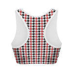 Red Black And White Houndstooth Print Women's Sports Bra