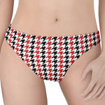 Red Black And White Houndstooth Print Women's Thong