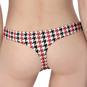 Red Black And White Houndstooth Print Women's Thong