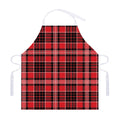 Red Black And White Scottish Plaid Print Adjustable Apron