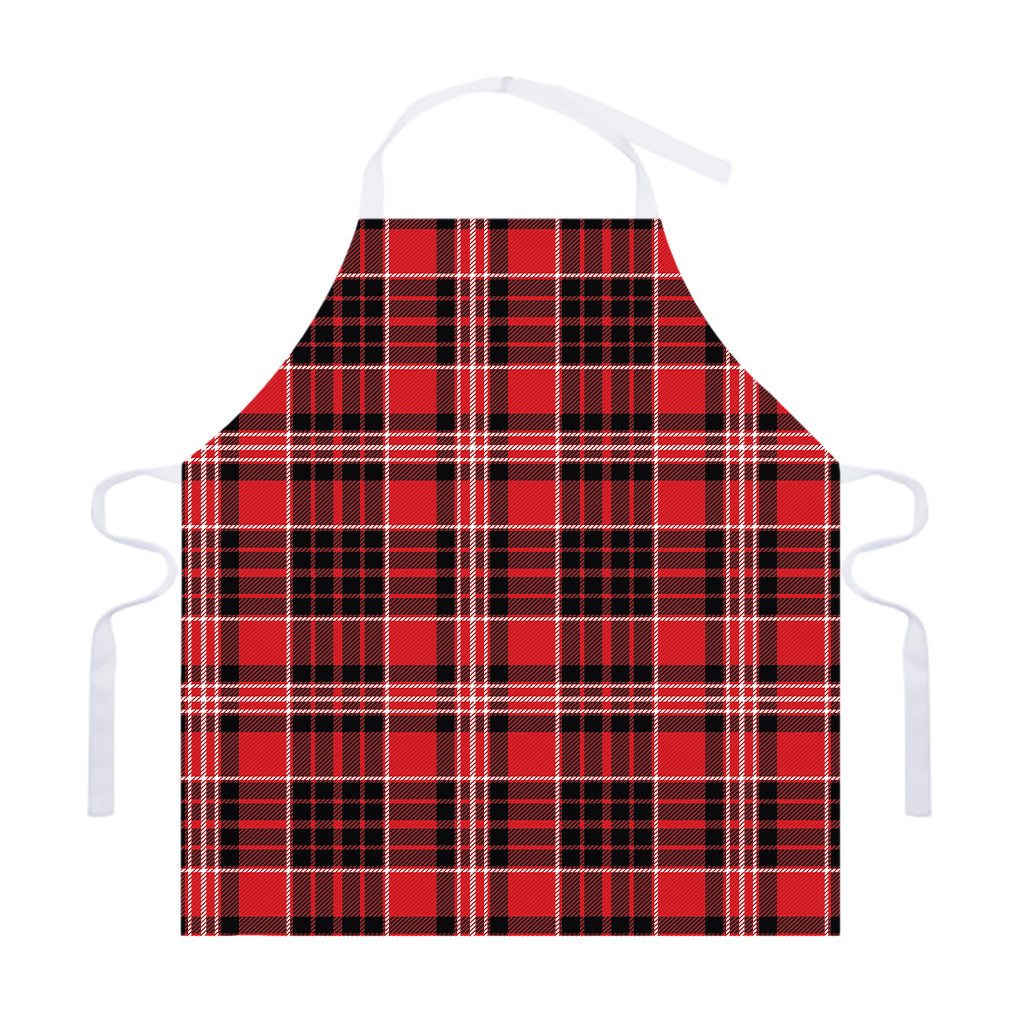 Red Black And White Scottish Plaid Print Adjustable Apron