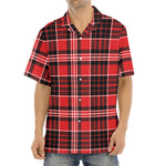 Red Black And White Scottish Plaid Print Aloha Shirt
