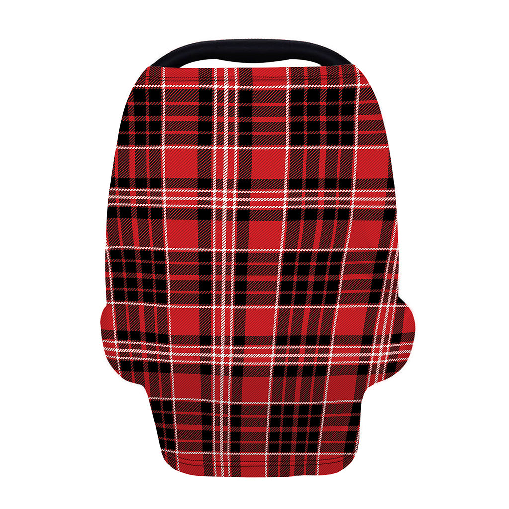 Red Black And White Scottish Plaid Print Baby Seat Cover