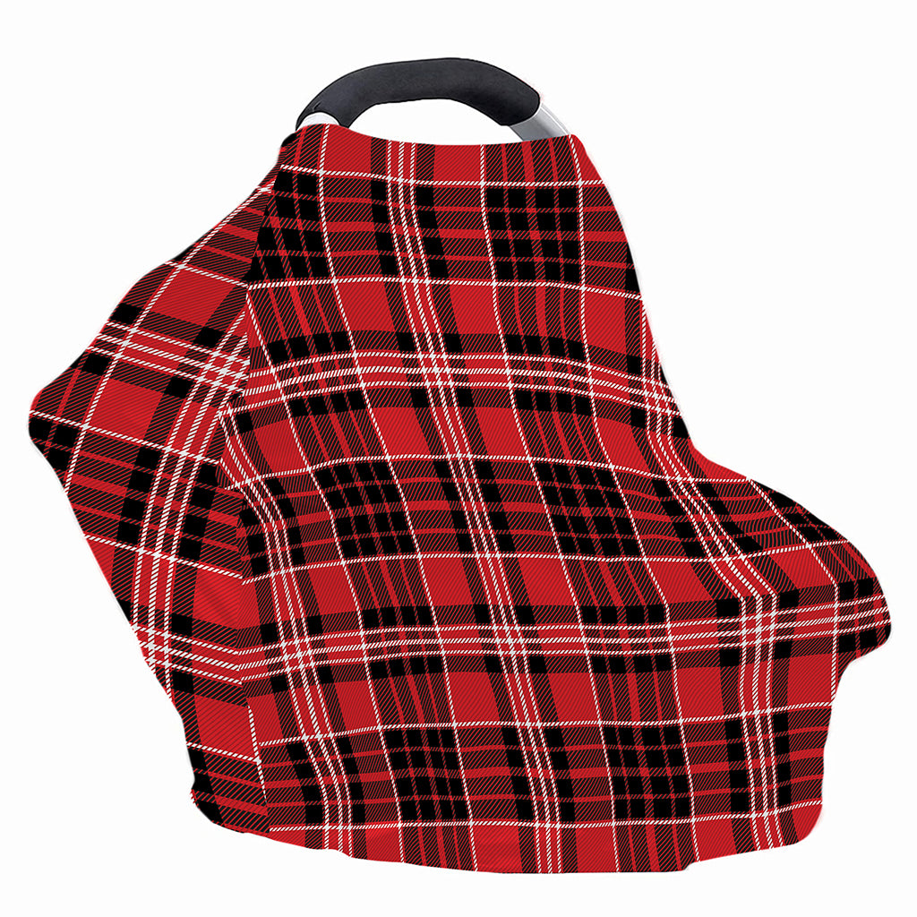 Red Black And White Scottish Plaid Print Baby Seat Cover