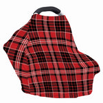Red Black And White Scottish Plaid Print Baby Seat Cover
