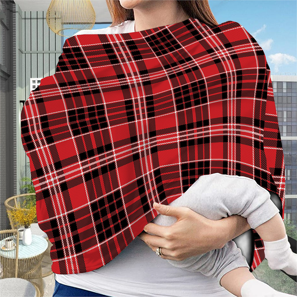 Red Black And White Scottish Plaid Print Baby Seat Cover