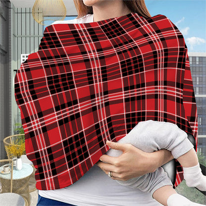 Red Black And White Scottish Plaid Print Baby Seat Cover