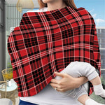 Red Black And White Scottish Plaid Print Baby Seat Cover