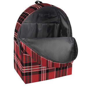 Red Black And White Scottish Plaid Print Backpack