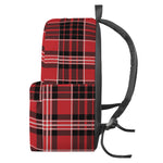 Red Black And White Scottish Plaid Print Backpack