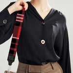 Red Black And White Scottish Plaid Print Bag Strap