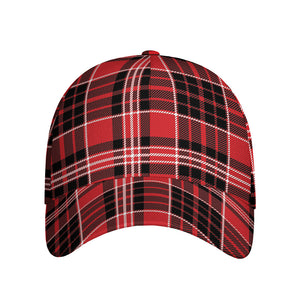 Red Black And White Scottish Plaid Print Baseball Cap