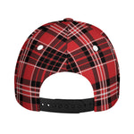 Red Black And White Scottish Plaid Print Baseball Cap