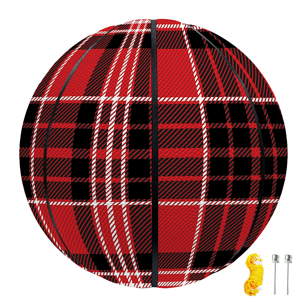 Red Black And White Scottish Plaid Print Basketball