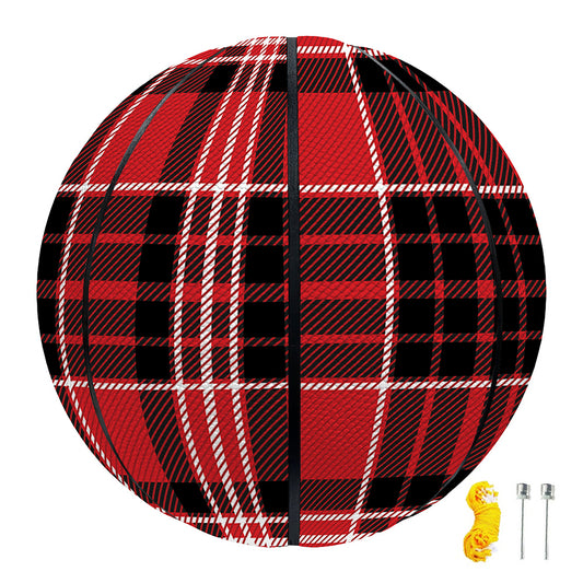 Red Black And White Scottish Plaid Print Basketball