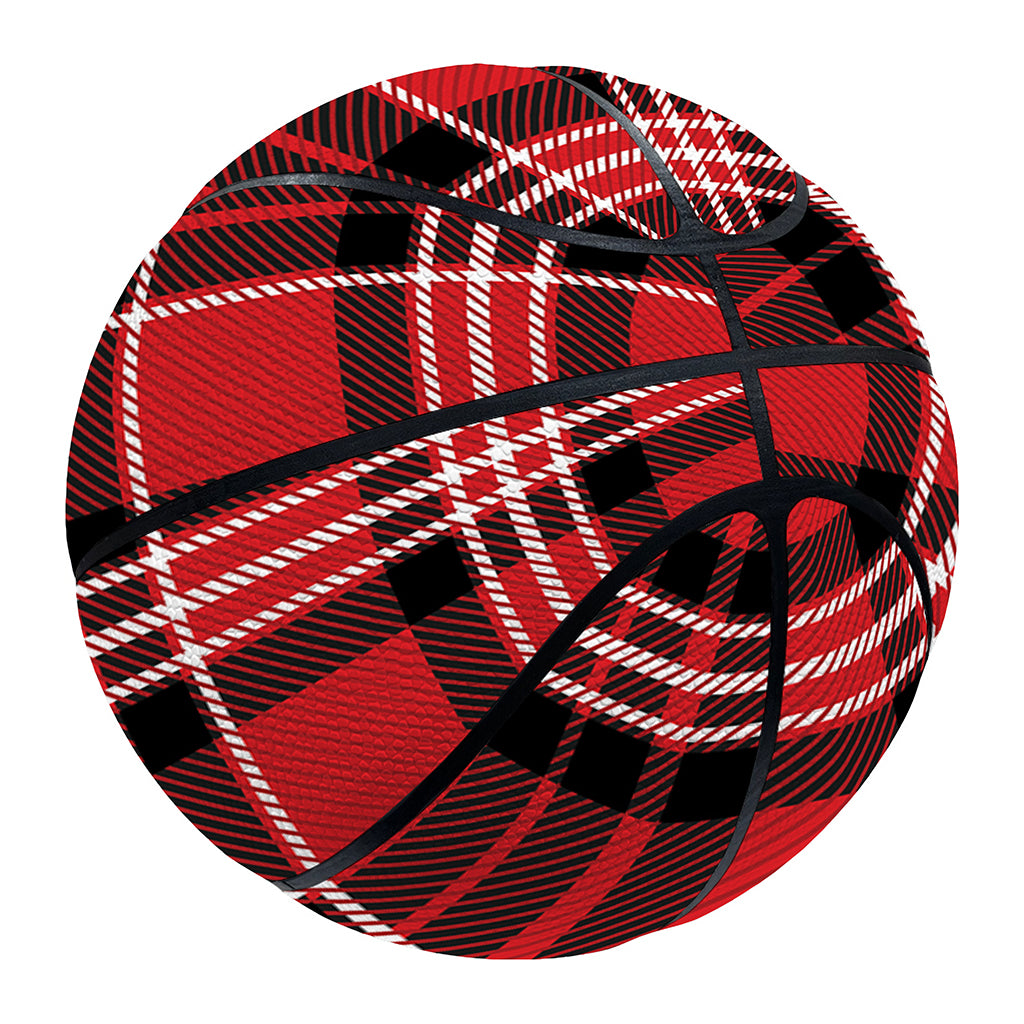 Red Black And White Scottish Plaid Print Basketball