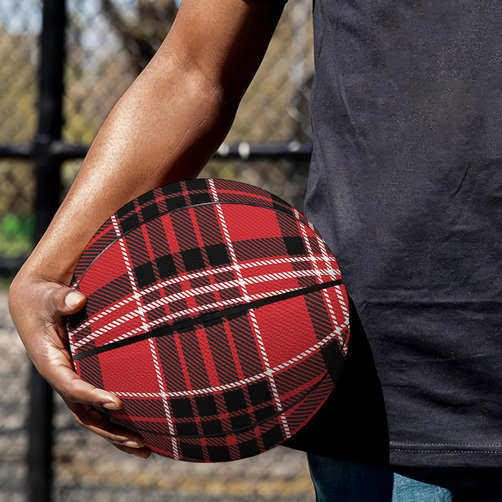 Red Black And White Scottish Plaid Print Basketball