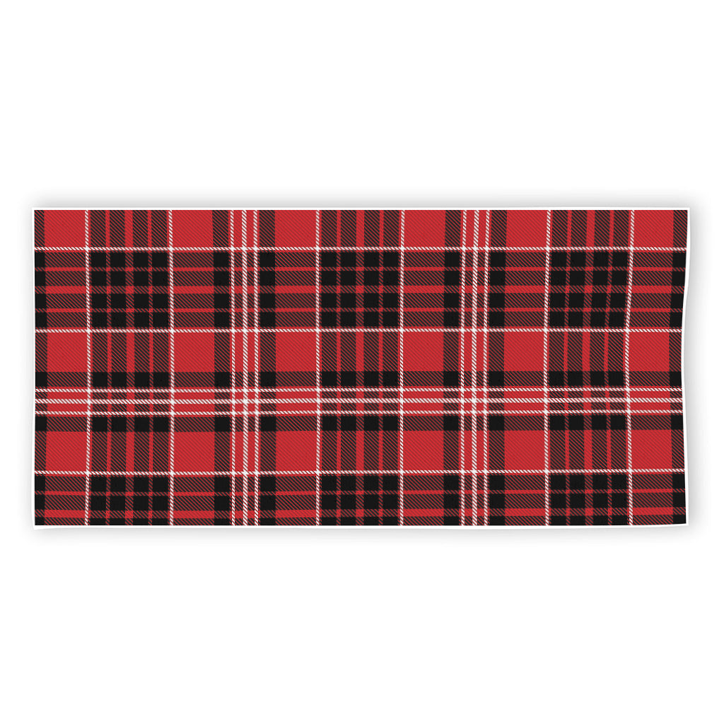 Red Black And White Scottish Plaid Print Beach Towel