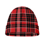 Red Black And White Scottish Plaid Print Beanie