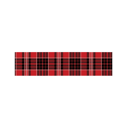 Red Black And White Scottish Plaid Print Bed Runner