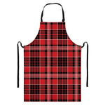 Red Black And White Scottish Plaid Print Bib Apron With Pocket