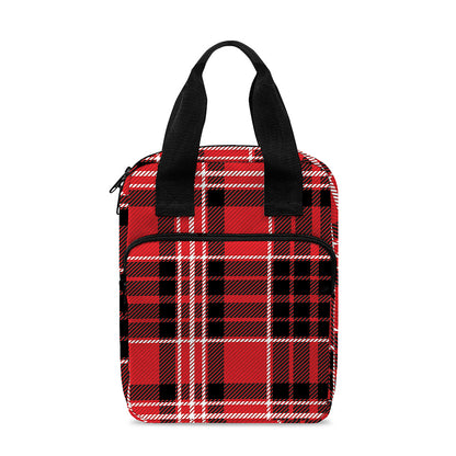 Red Black And White Scottish Plaid Print Bible Tote Bag