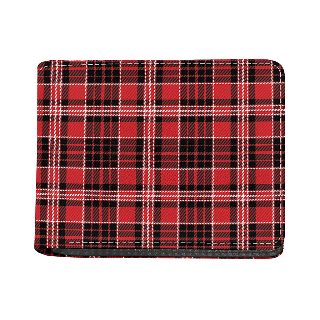 Red Black And White Scottish Plaid Print Bifold Wallet