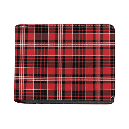Red Black And White Scottish Plaid Print Bifold Wallet