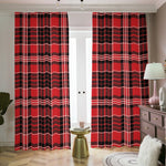 Red Black And White Scottish Plaid Print Blackout Pencil Pleat Curtains