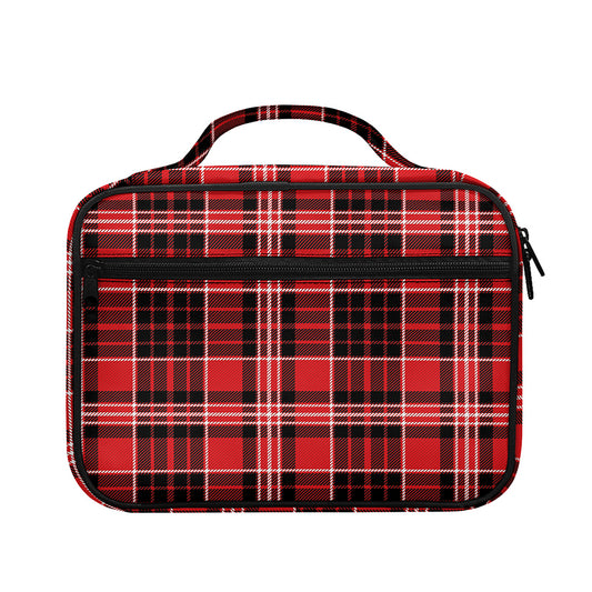 Red Black And White Scottish Plaid Print Briefcase Bible Bag