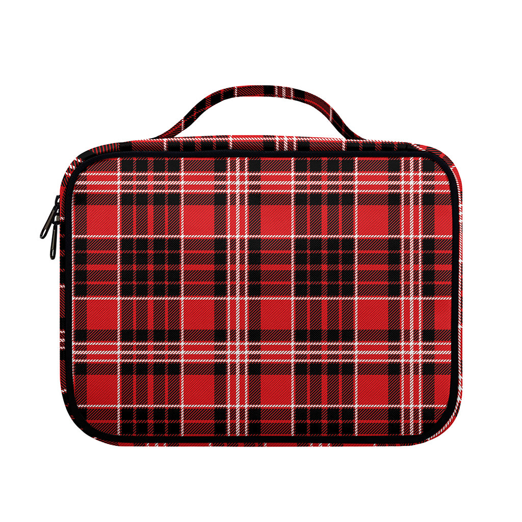 Red Black And White Scottish Plaid Print Briefcase Bible Bag