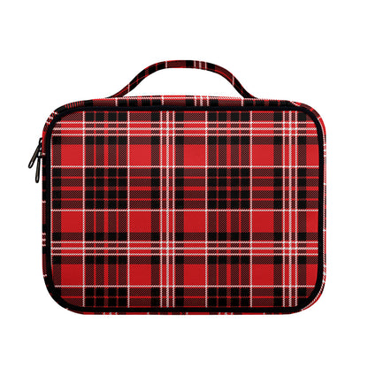 Red Black And White Scottish Plaid Print Briefcase Bible Bag