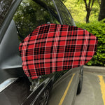 Red Black And White Scottish Plaid Print Car Side Mirror Covers