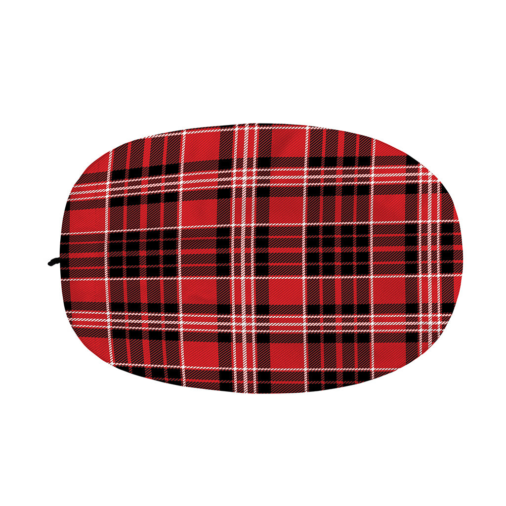 Red Black And White Scottish Plaid Print Car Side Mirror Covers